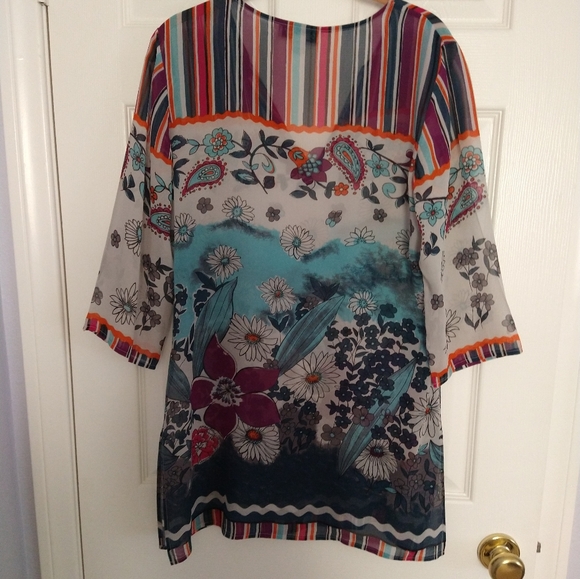 Coldwater Creek Floral Silk Tunic Size Small - Picture 2 of 9